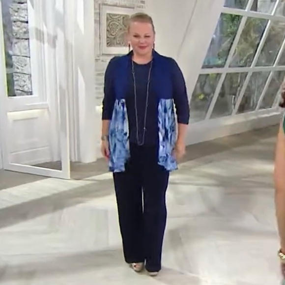 George Simonton Draped Printed Chiffon Duster Vest, NWT 2X Grey A253680 - Picture 12 of 13